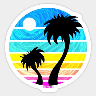 Tropical Retro Sunset Sticker